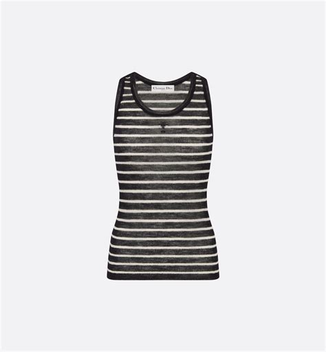 dior tank women|Dior Marinière Tank Top Black and Ecru Ribbed Wool Knit .